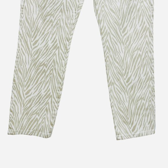 EXPRESS Women Jeans Super High Rise Slim Ankle Stretch Ivory Tan Animal Print 2R - Picture 7 of 12